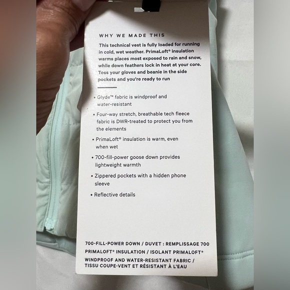 NWT Lululemon Down For It All Puffer Vest - Delicate Mint - Outdoor Winter Fall - Picture 15 of 16